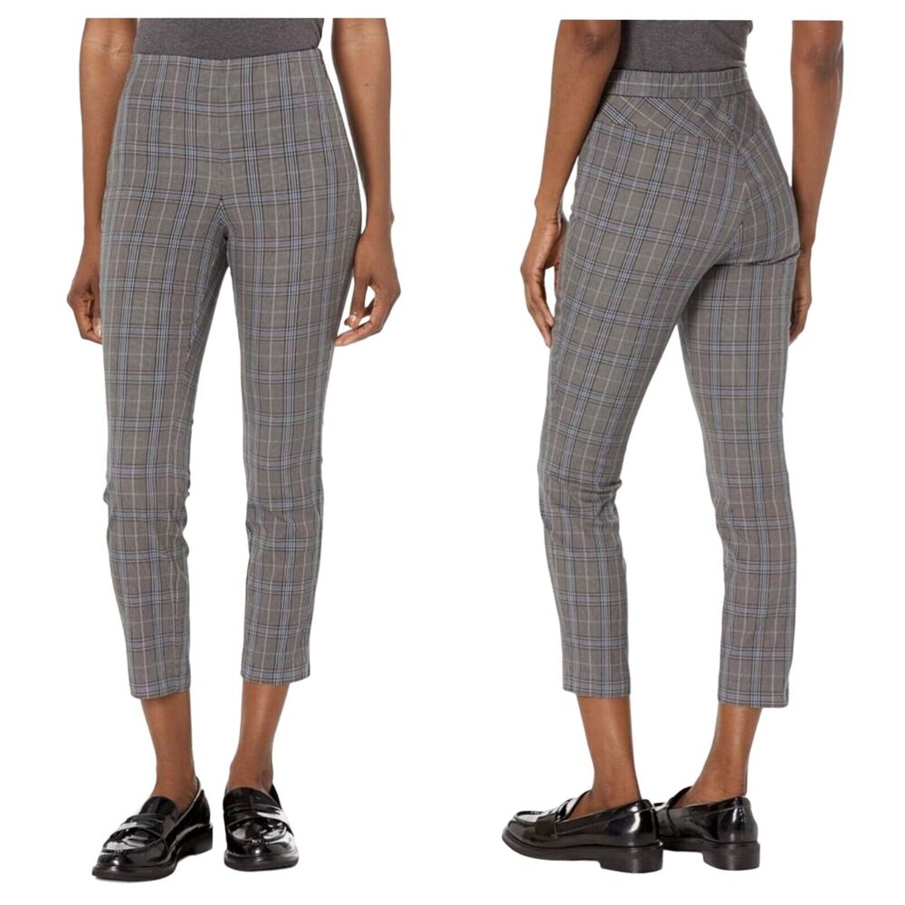 RAG & BONE Gray Blue Plaid Simone Side Zip Stretch Cropped Pants Academia SIZE 4